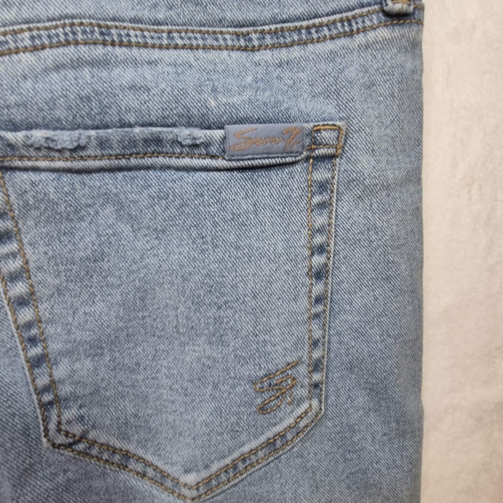 Seven7 Women's Flare Jeans - Distressed Blue - Picture 6 of 8